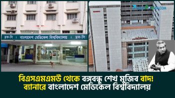 বিএসএমএমইউ  থেকে বঙ্গবন্ধু শেখ মুজিব বাদ! :  ব্যানারে  বাংলাদেশ মেডিকেল বিশ্ববিদ্যালয়